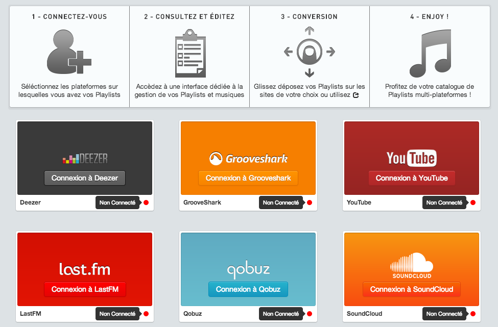 Soundiiz – Convertissez vos playlists Deezer, Grooveshark, last.fm, Youtube, …